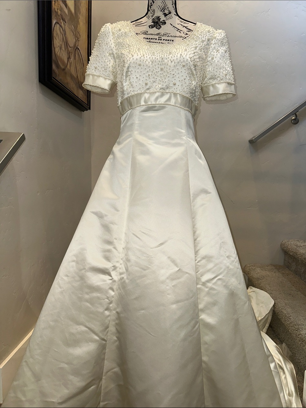 Vintage Alfred Angelo Pearl Beaded A Line Wedding Gown